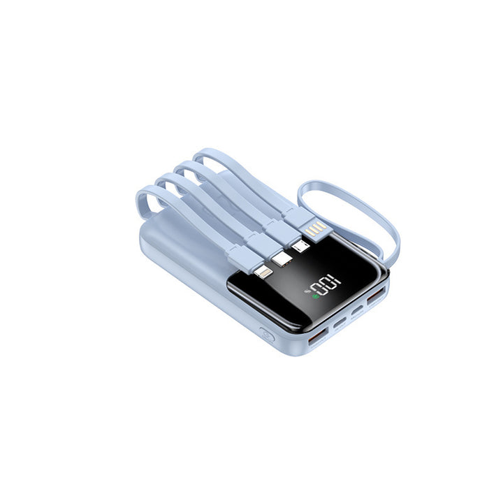 Portable power bank with multiple integrated charging cables and digital display Stornfield