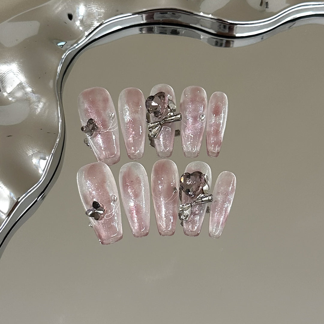 Glamorous Crystal-Embellished Press-On Nail Set