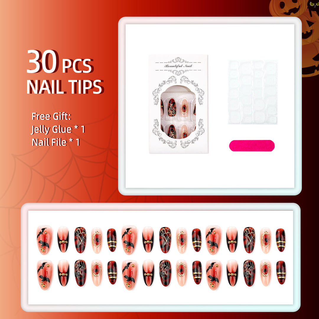 Halloween-Themed Manual Press-On Nail Art Set