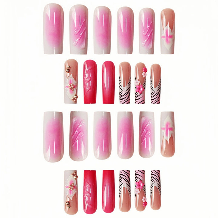 Floral Acrylic Press-On Nail Art Extensions Stornfield
