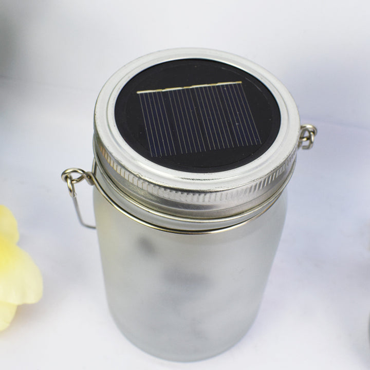 Hanging Frosted Mason Jar Solar LED Fairy Silhouette Lantern With Rope Handle And Dynamic LED String Stornfield