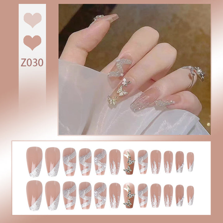Artificial nail set with sparkling butterflies and glittering decorations Stornfield