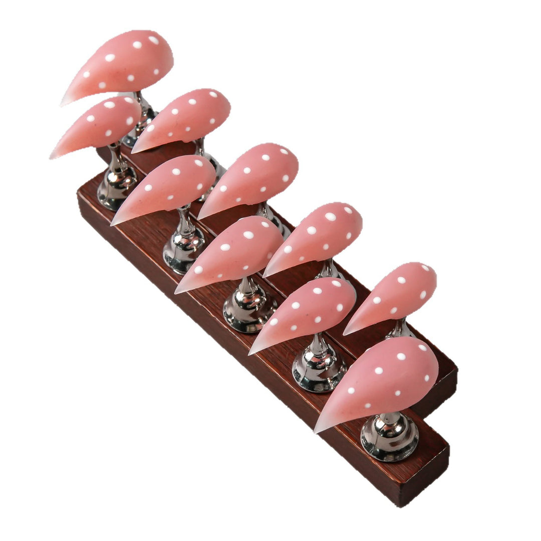 Elegant Stiletto Press-On Nails with Polka Dot Design