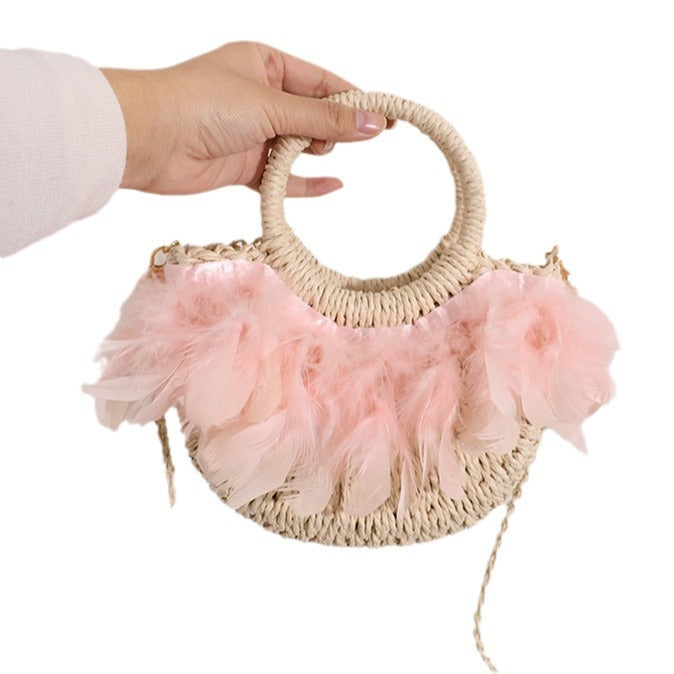 Elegant Basket Bag with Delicate Feather Details Stornfield