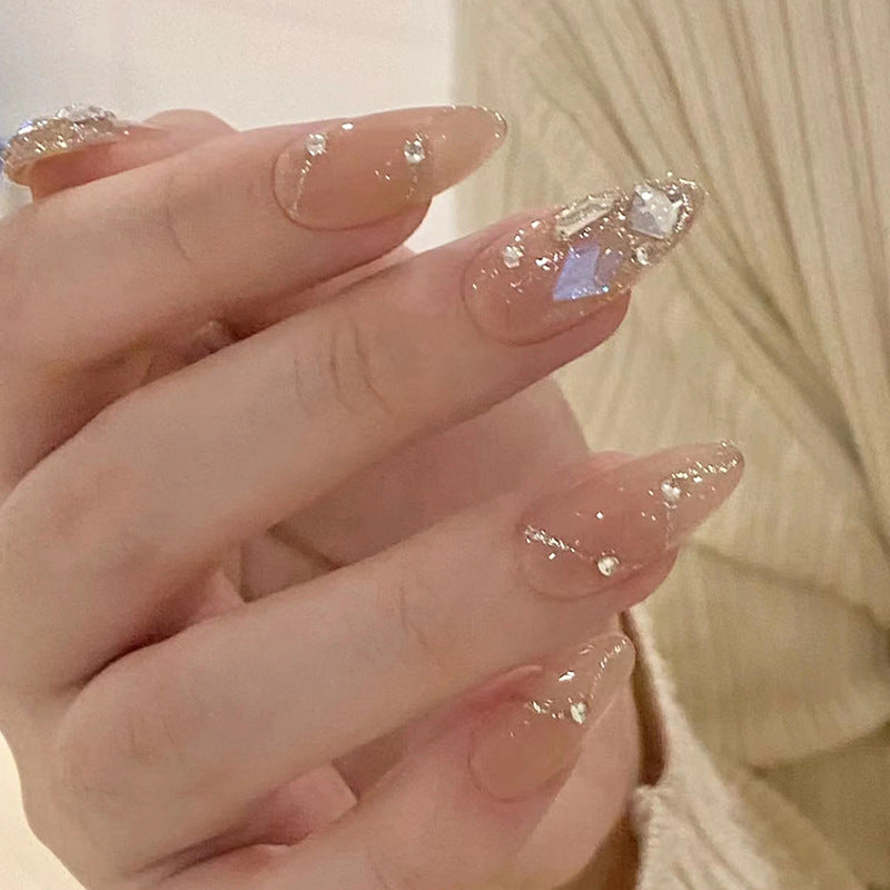 Elegant Stiletto Nail Art Extensions with Rhinestones