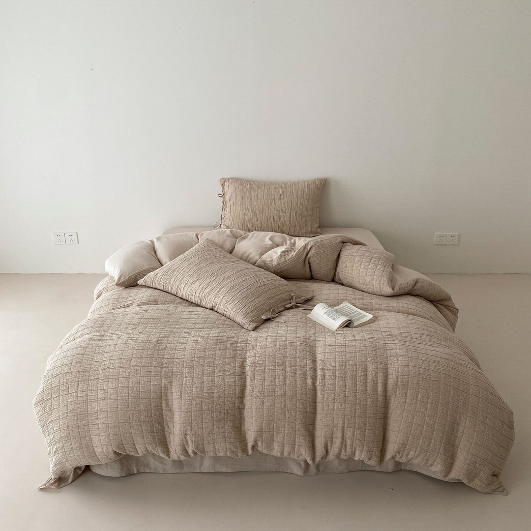 Washed Cotton Gingham Duvet Cover Set with Envelope Closure & Matching Pillow Shams