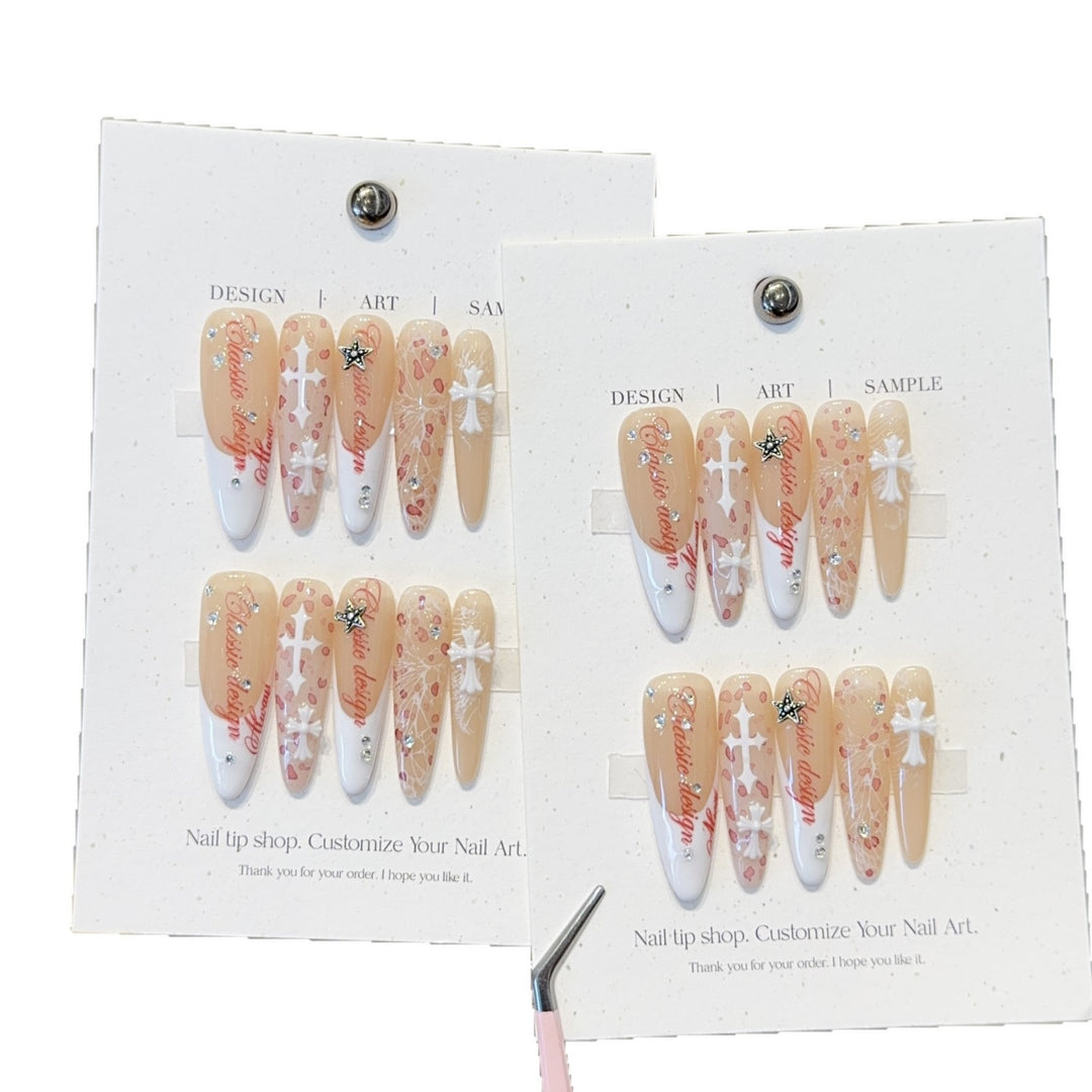 Artificial nails with artistic design and glamour accents Stornfield