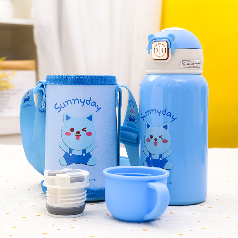 Women's Insulated Drinking Bottle with Cute Animal Design and Practical Carry Strap Stornfield