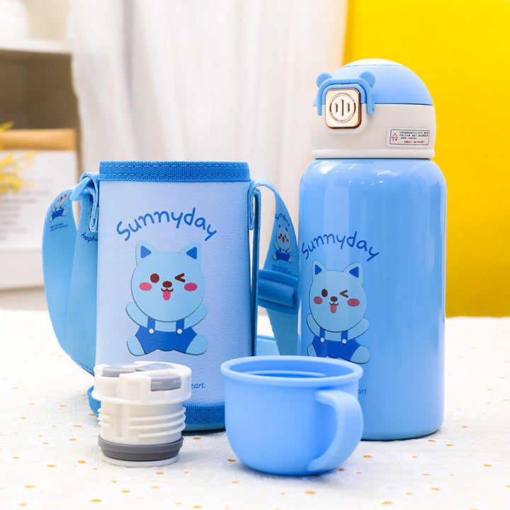 Women's Insulated Drinking Bottle with Cute Animal Design and Practical Carry Strap Stornfield