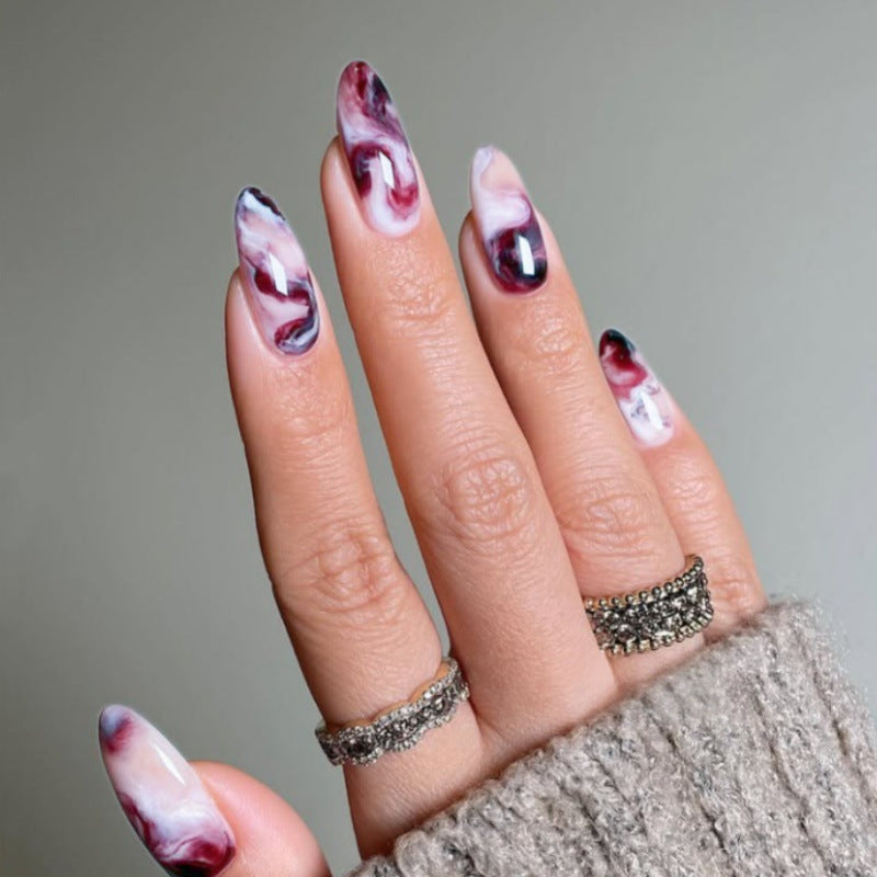 Elegant Marble Swirl Press-On Nails Stornfield