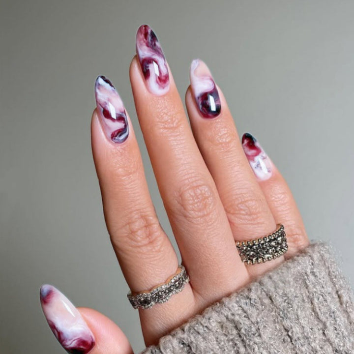 Elegant Marble Swirl Press-On Nails Stornfield
