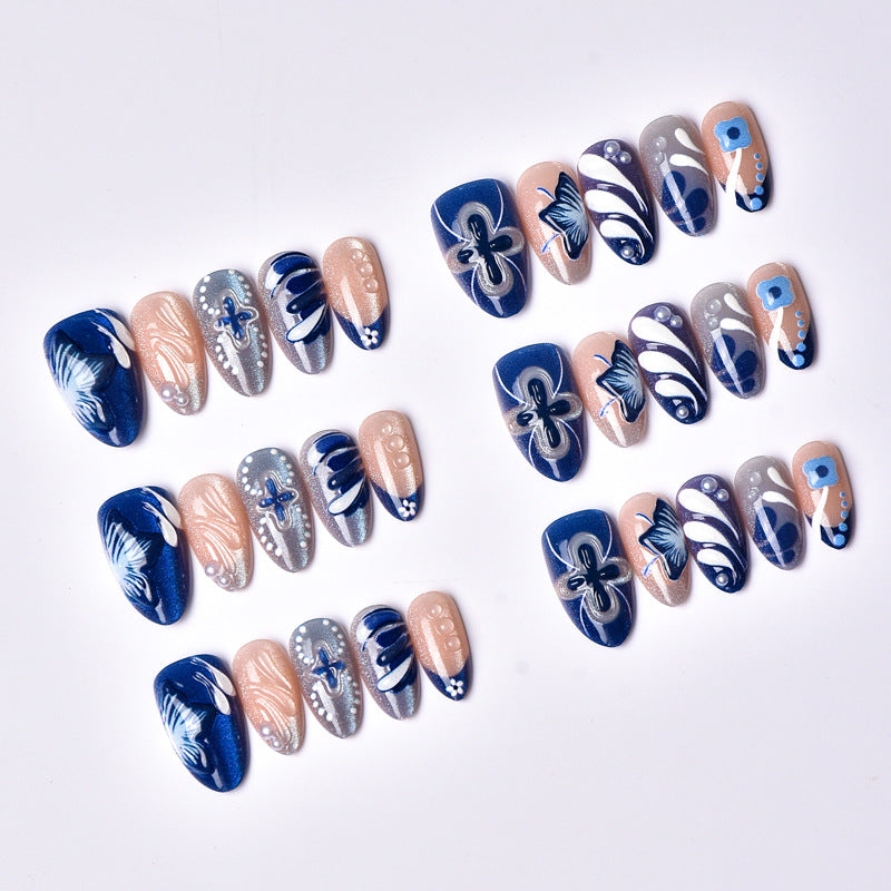 Artistic Floral Press-On Nail Tips Set Stornfield
