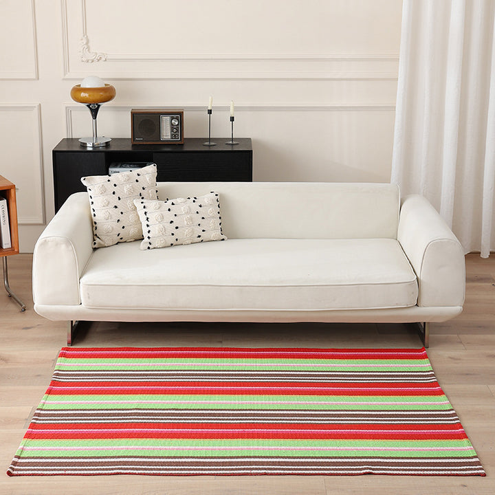 Flat-woven living and dining room rug