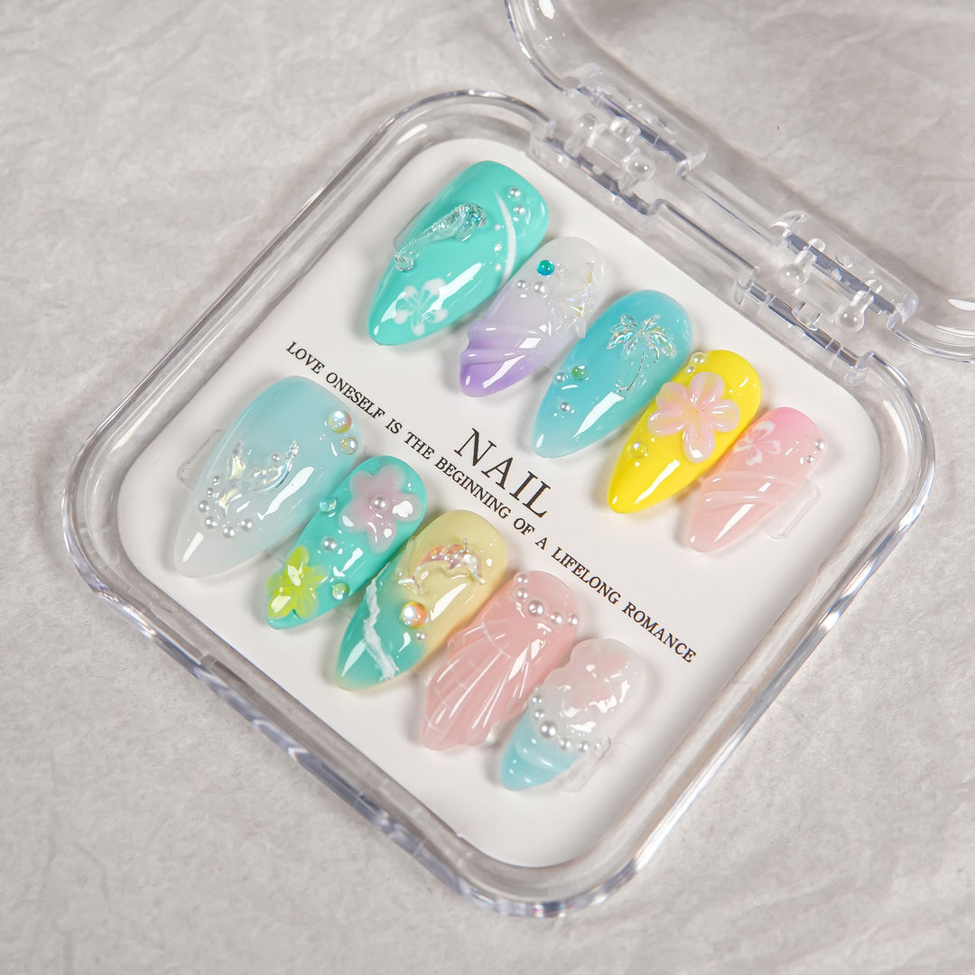Decorative Press-On Nail Set with Unique Artistry