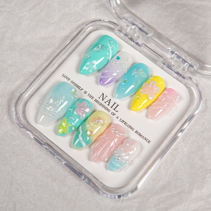 Decorative Press-On Nail Set with Unique Artistry
