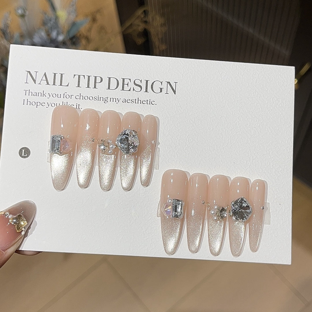 Glamorous Crystal-Embellished Press-On Nails Stornfield