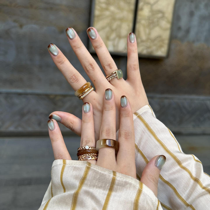 Glamorous Artificial Nails in Elegant French-Style Stornfield