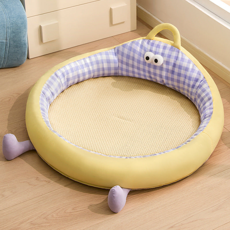 Unisex nan round padded cat and small dog bed with raised edge and sisal sleeping area Stornfield