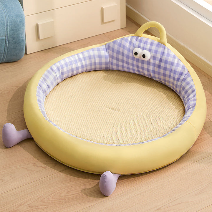 Unisex nan round padded cat and small dog bed with raised edge and sisal sleeping area Stornfield