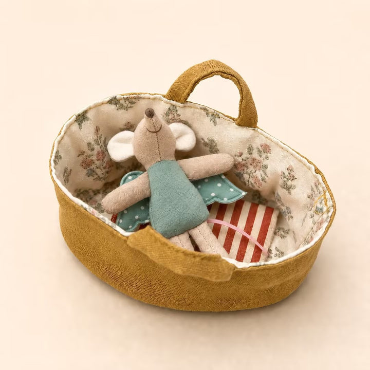 Fabric Nursery Storage Basket with Padded Handles and Floral Lined Interior