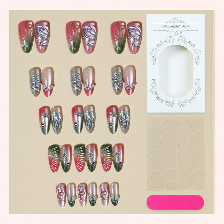 Decorative Press-On Nail Art Set with Botanical Designs Stornfield