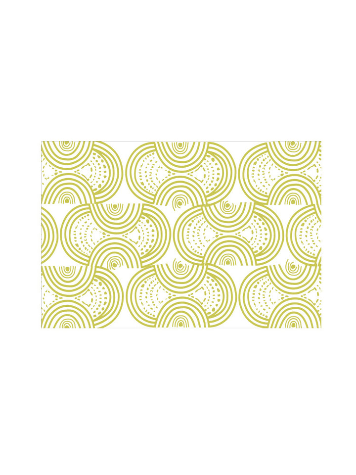Washable tablecloth with circular retro print and PVC coating