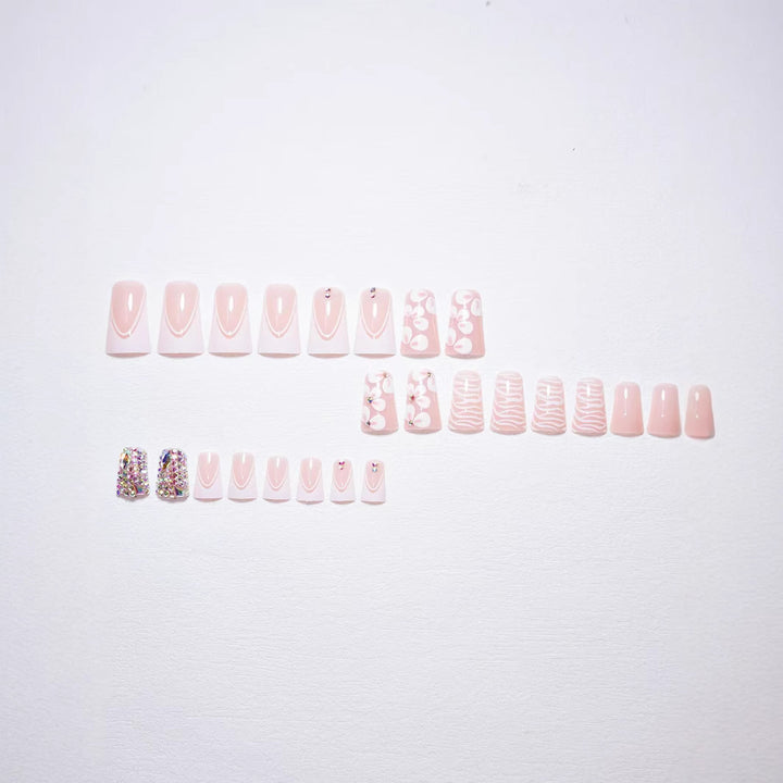 Decorative Press-On Nail Art Set with Gemstone Accents Stornfield