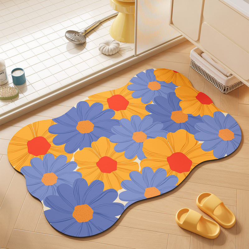 Floral-Themed Soft Bath Mat