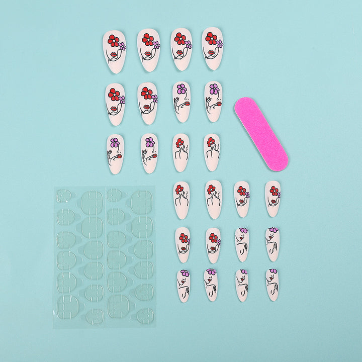 Handmade art nails with floral patterns Stornfield