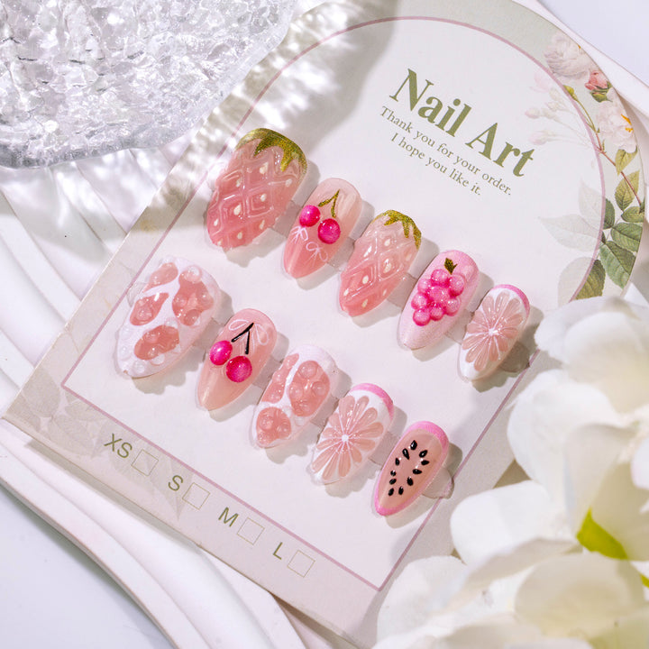 Artistic Fruit-Inspired Press-On Nail Set Stornfield