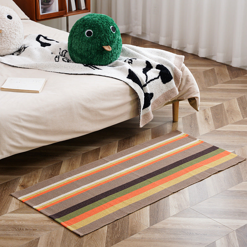 Flat-woven runner rug with check pattern and decorative border stripe Stornfield