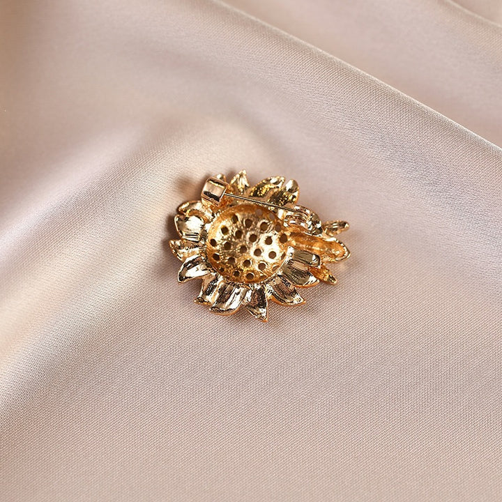 Elegant sunflower brooch with crystals Stornfield