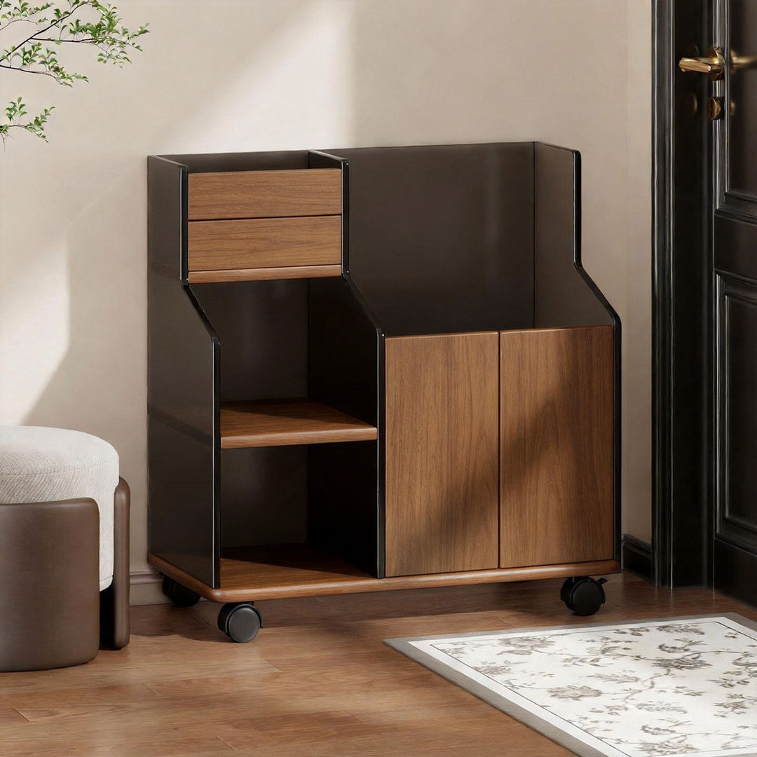 Mobile Compact Multi-Compartment Home Fitness Storage Cart with Rolling Wheels