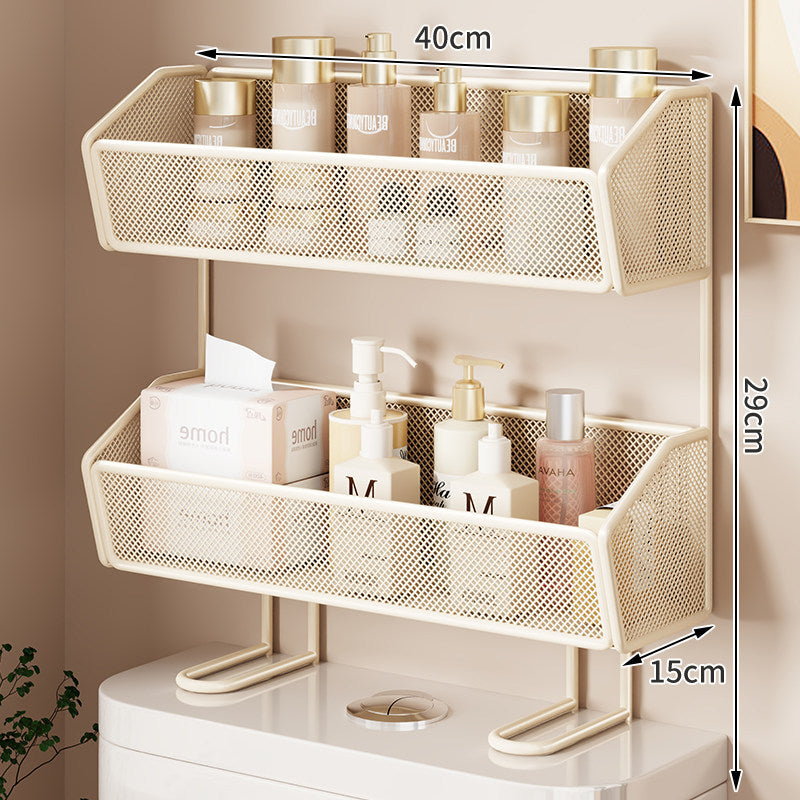 Two-Tier Mesh Countertop Vanity Organizer Shelf with Elevated Support Legs