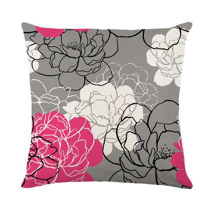 Artistic Daisy Print Linen Throw Pillow