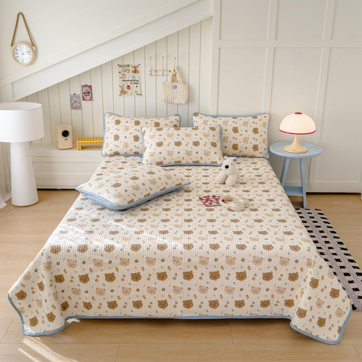 Lightweight Quilted Cotton Bedspread and Mattress Coverlet Set