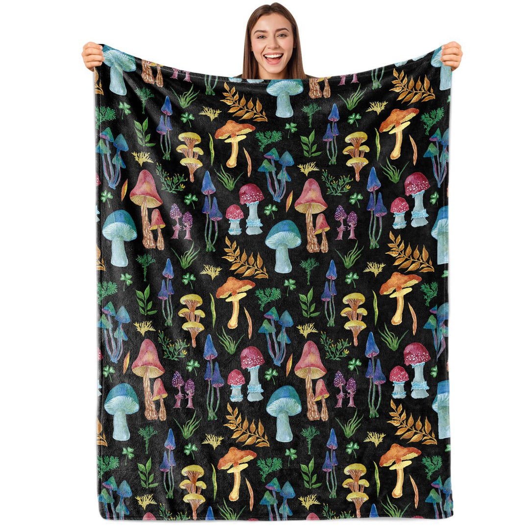 Artistic Mushroom-Themed Throw Blanket