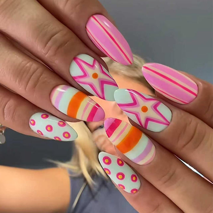 Themed Vibrant Press-On Nail Art Stornfield
