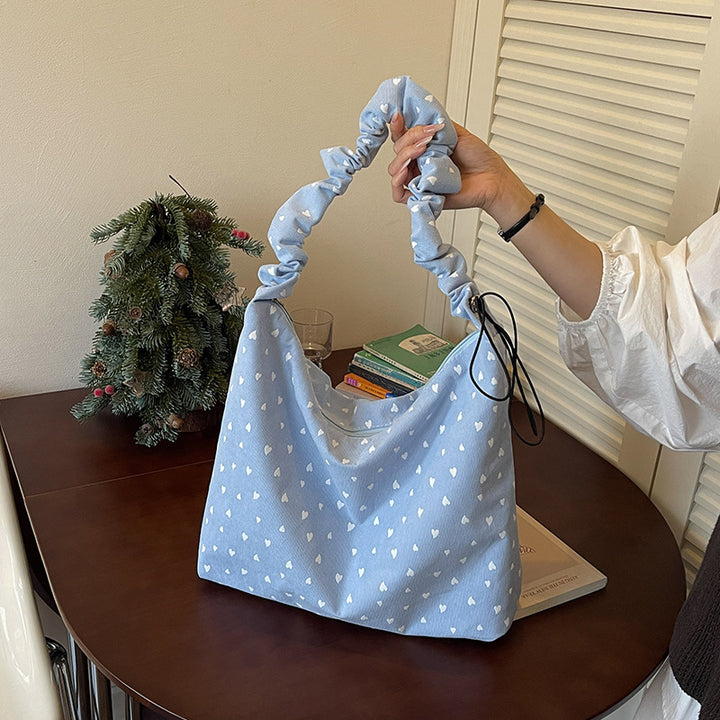 Heart Print Cozy Hobo Bag