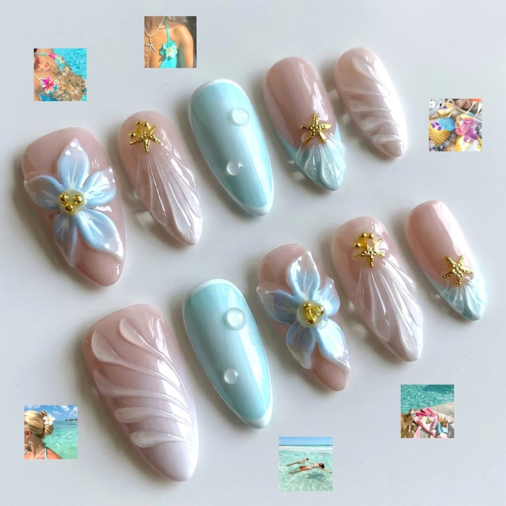 Tropical-Inspired Decorative Press-On Nail Art Stornfield