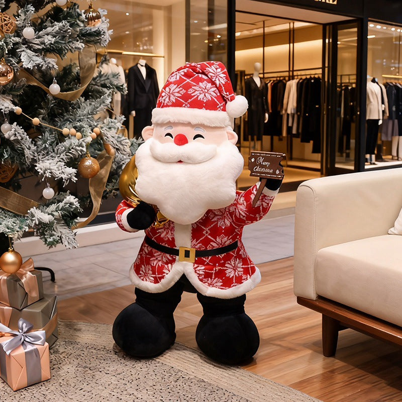 Life-Size Standing Plush Santa Decoration with Embroidered Face & Weighted Base Stornfield