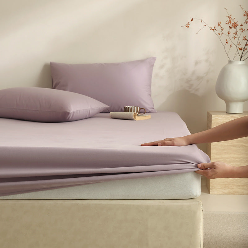 Extra deep fitted sheet with elastic all-around rubber and soft single jersey