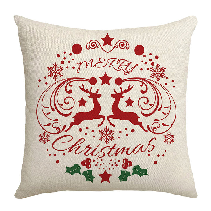 Seasonal Christmas Throw Pillow Cover with 'Let It Snow' Script and Snowflake Print