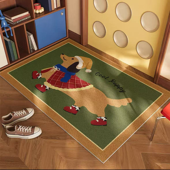 Playful Puppy-Themed Welcome Mat