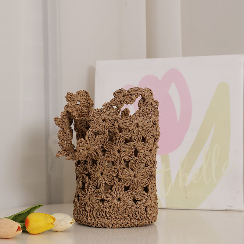 Handcrafted Macrame Bag In Floral Design Stornfield