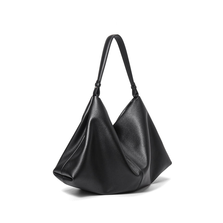 Sculptural Slouch Hobo Shoulder Bag with Contrast Top Handle