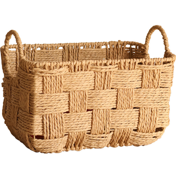 Structured storage basket made of natural material Stornfield