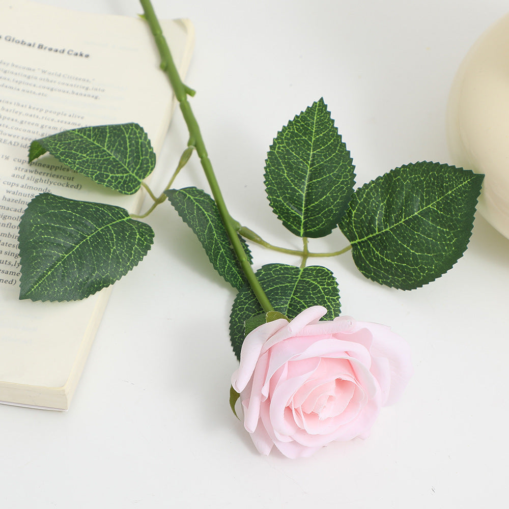 Artificial Silk Rose with Leaves