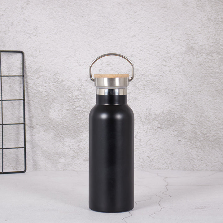 Women's Stainless Steel Water Bottle with Bamboo Lid and Carrying Handle Stornfield