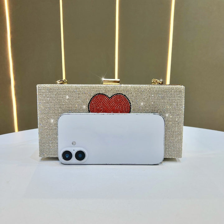 Rhinestone-Embellished Clutch Purse